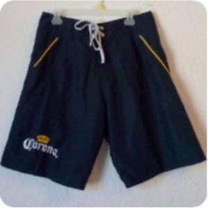 Corona Swim Trunks Blue Yellow Lace Up Men L 34